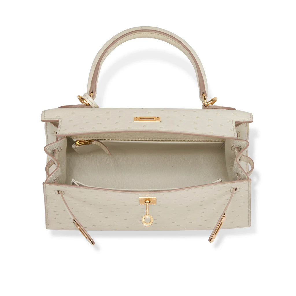 Kelly With Beton Ostrich Sellier Gold Harrdware