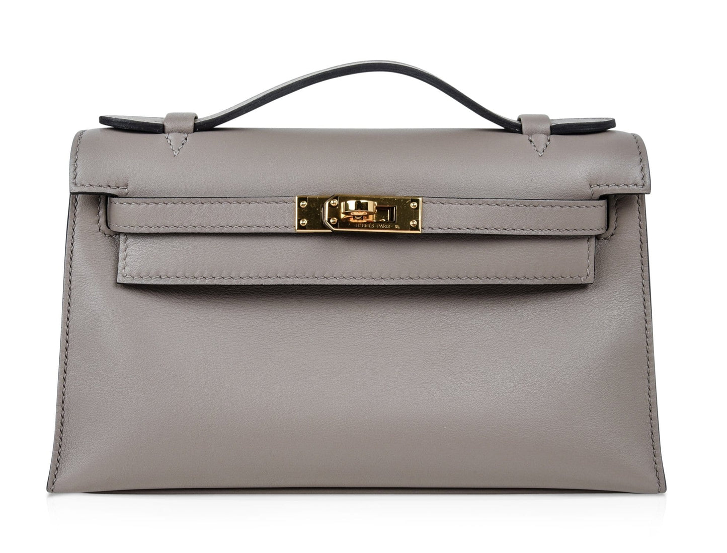 Kelly Pochette Gris Asphalte Swift Gold Hardware