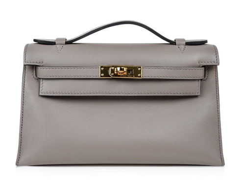 Kelly Pochette Gris Asphalte Swift Gold Hardware