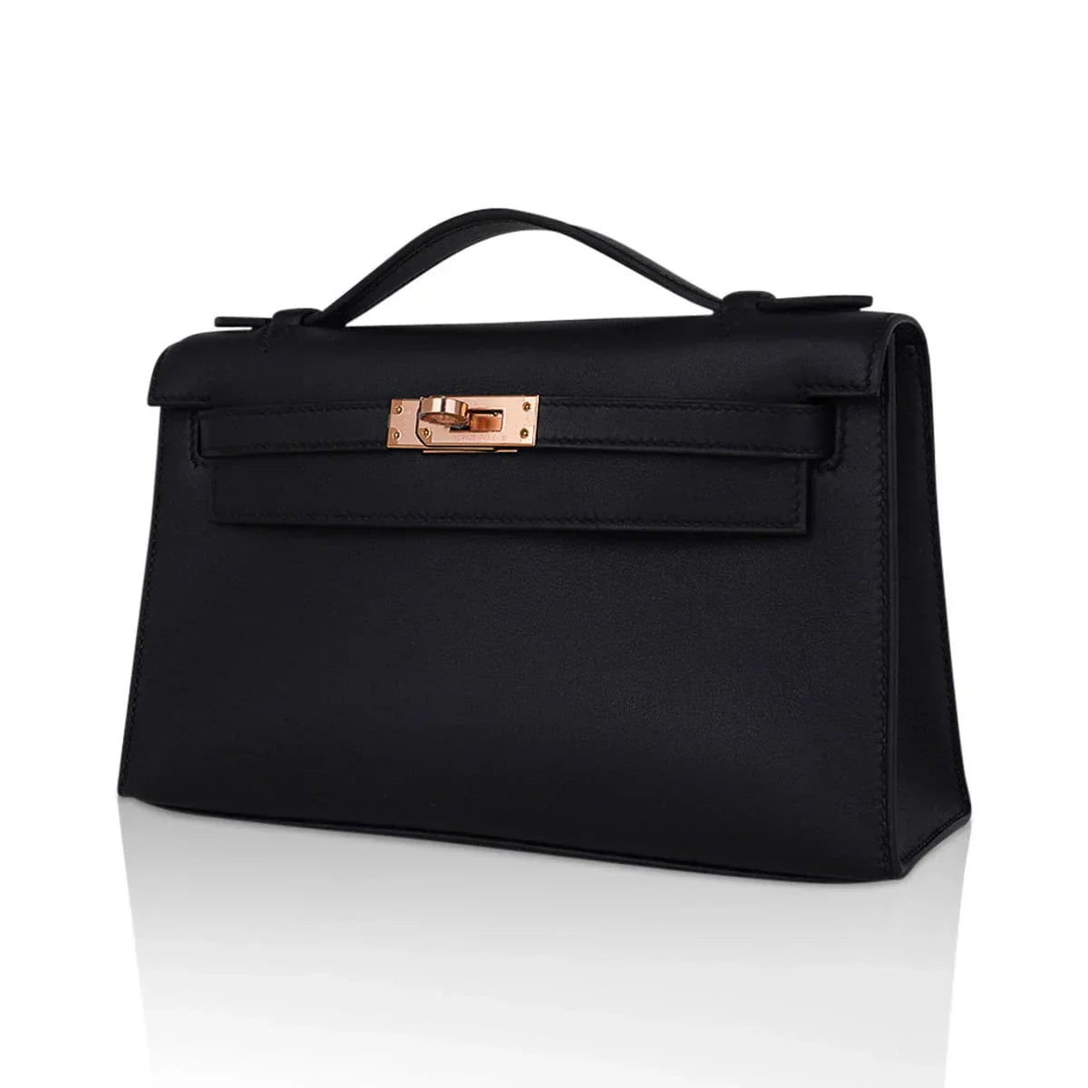 Kelly Pochette Bag Black Rose Gold Hardware Clutch