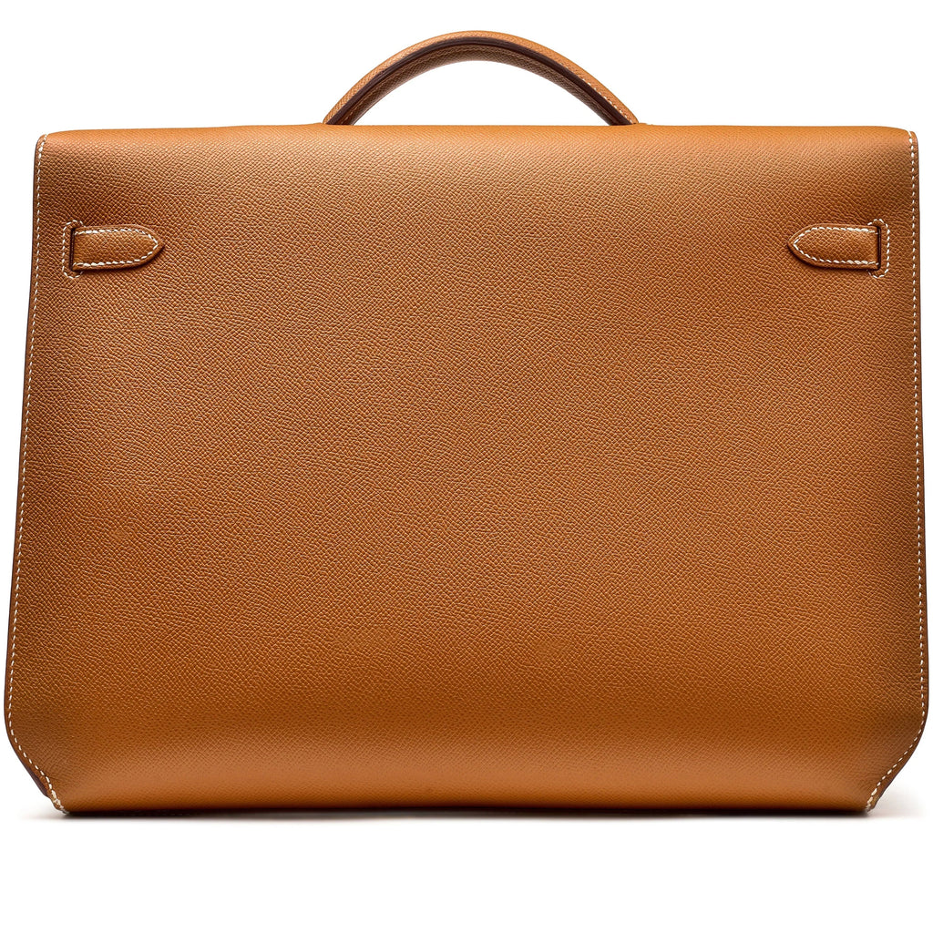 Kelly Depeches 36 Briefcase Gold Epsom horizontal FR trendy frosted leather casual bag