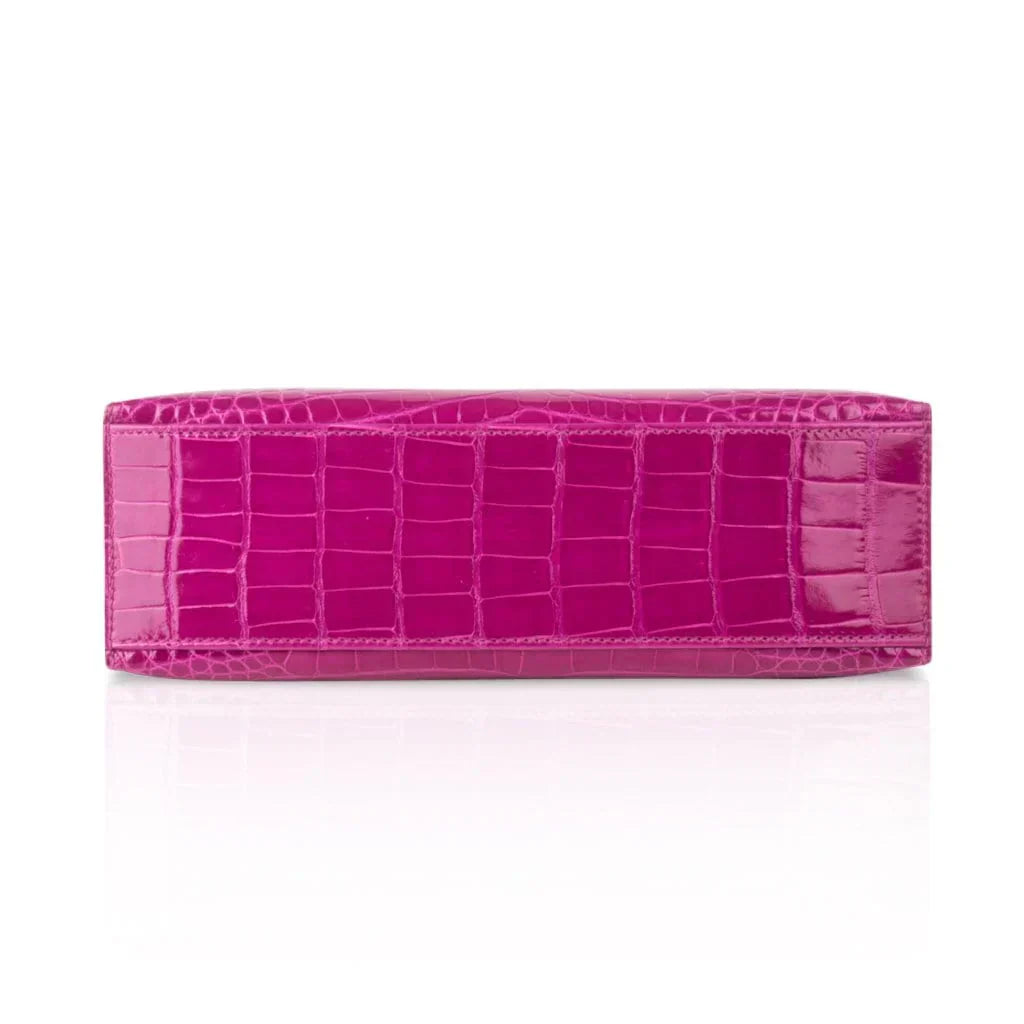 Kelly Pochette Clutch Bag Rose Scheherazade Pink Alligator Gold Hardware