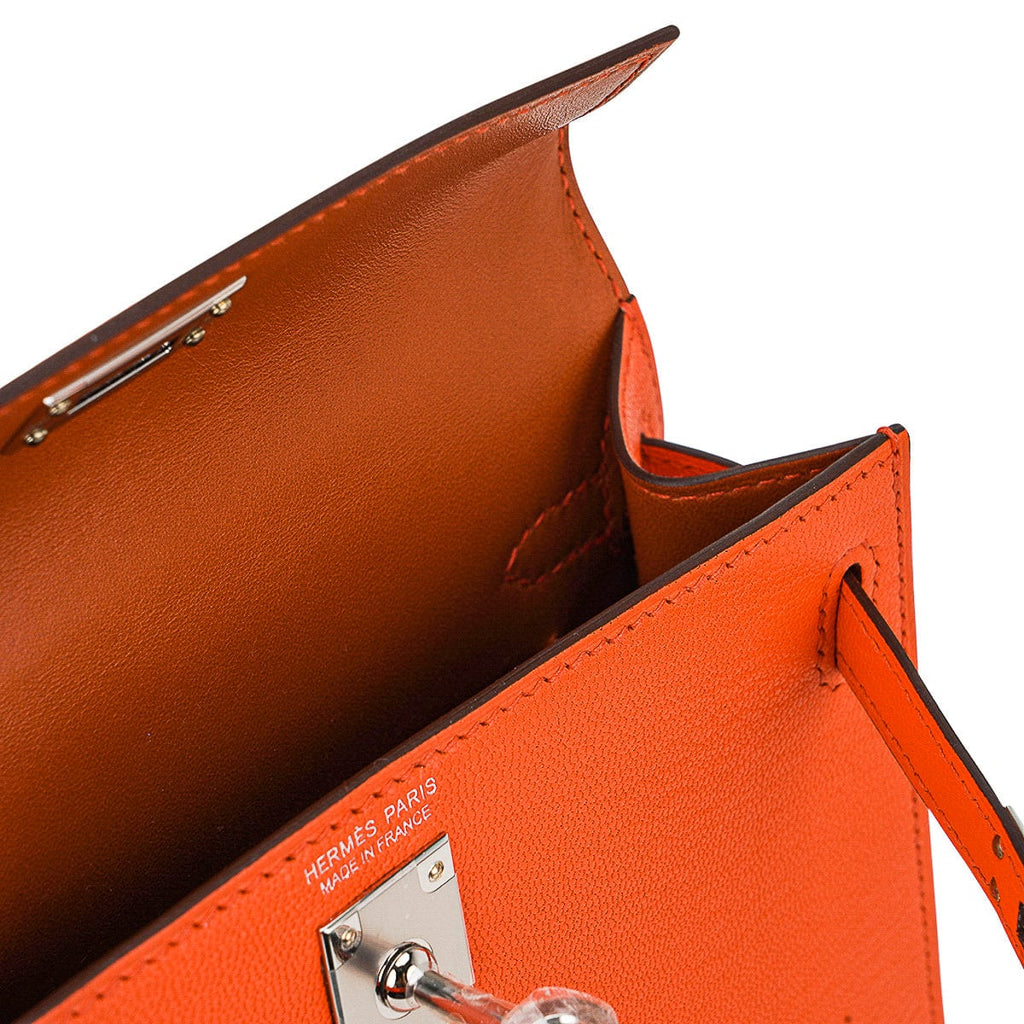 Verso Mini Kelly 20 Sellier Bag Feu & Terre Battue Chevre Leather with Palladium Hardware
