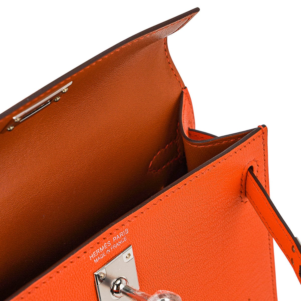 Verso Mini Kelly 20 Sellier Bag Feu & Terre Battue Chevre Leather with Palladium Hardware