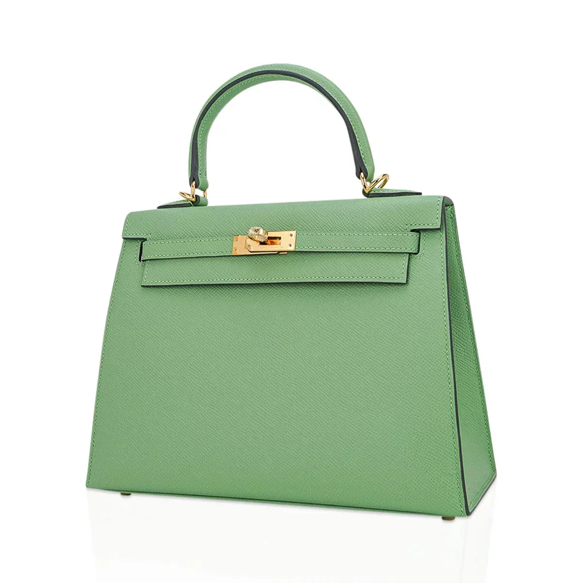 Kelly 25 Sellier Bag Vert Criquet Epsom Leather with Gold Hardware