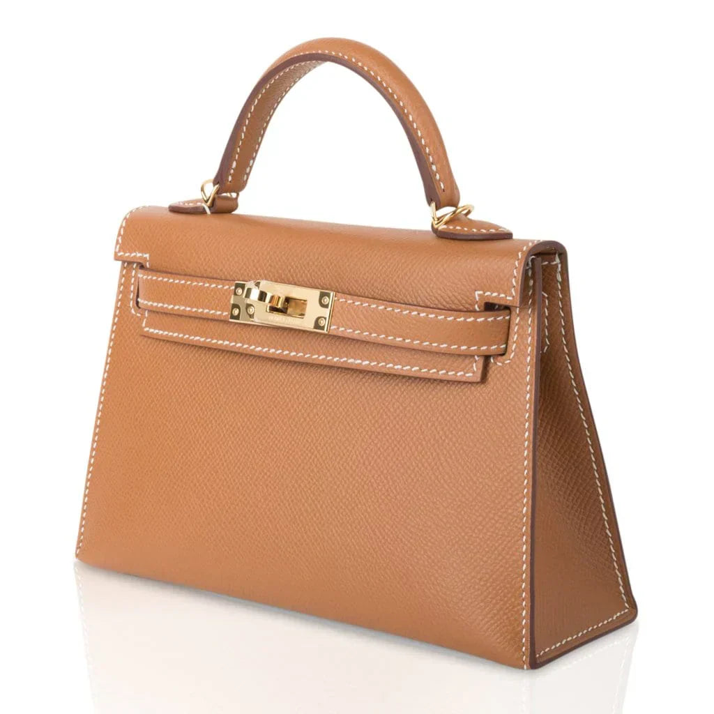 Mini Kelly 20 Bag Sellier Gold Epsom Leather with Gold Hardware