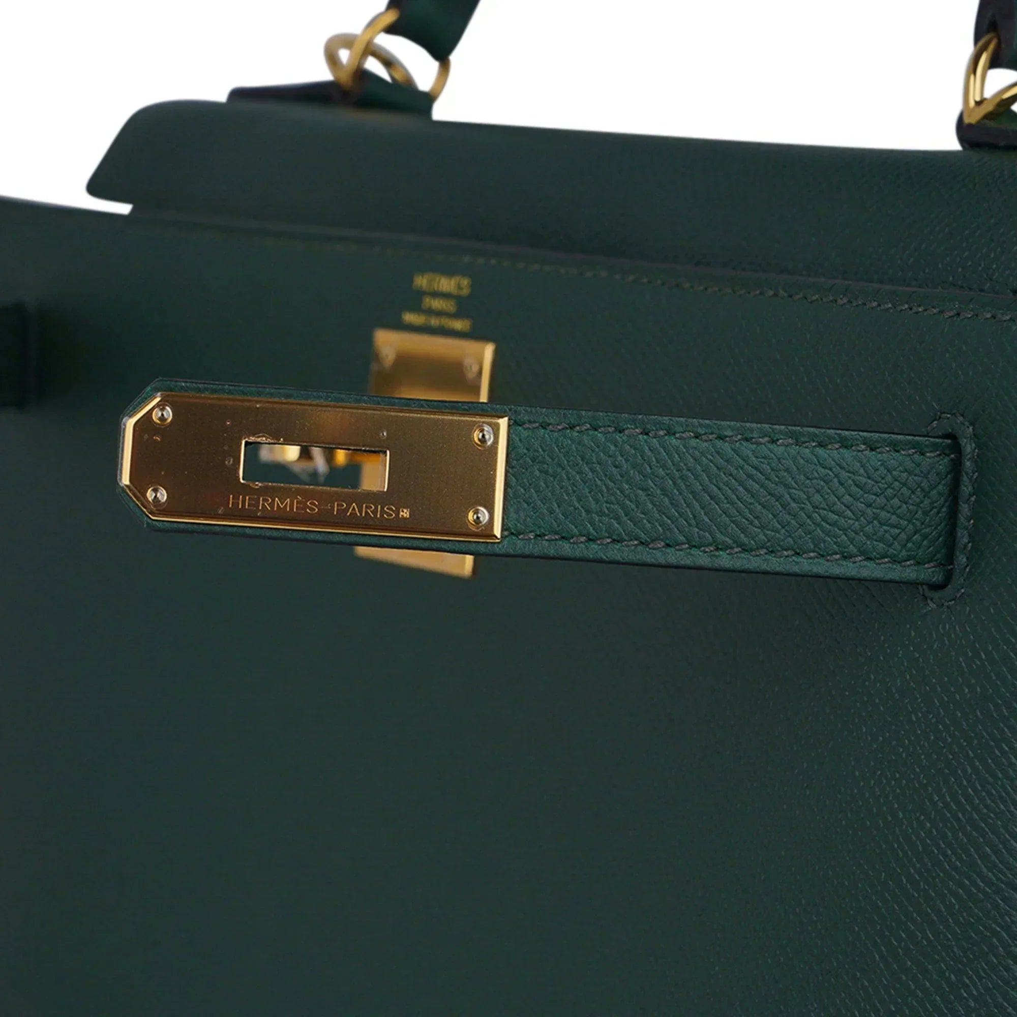 Kelly Sellier 28 Bag Vert Anglais Epsom Leather with Gold Hardware