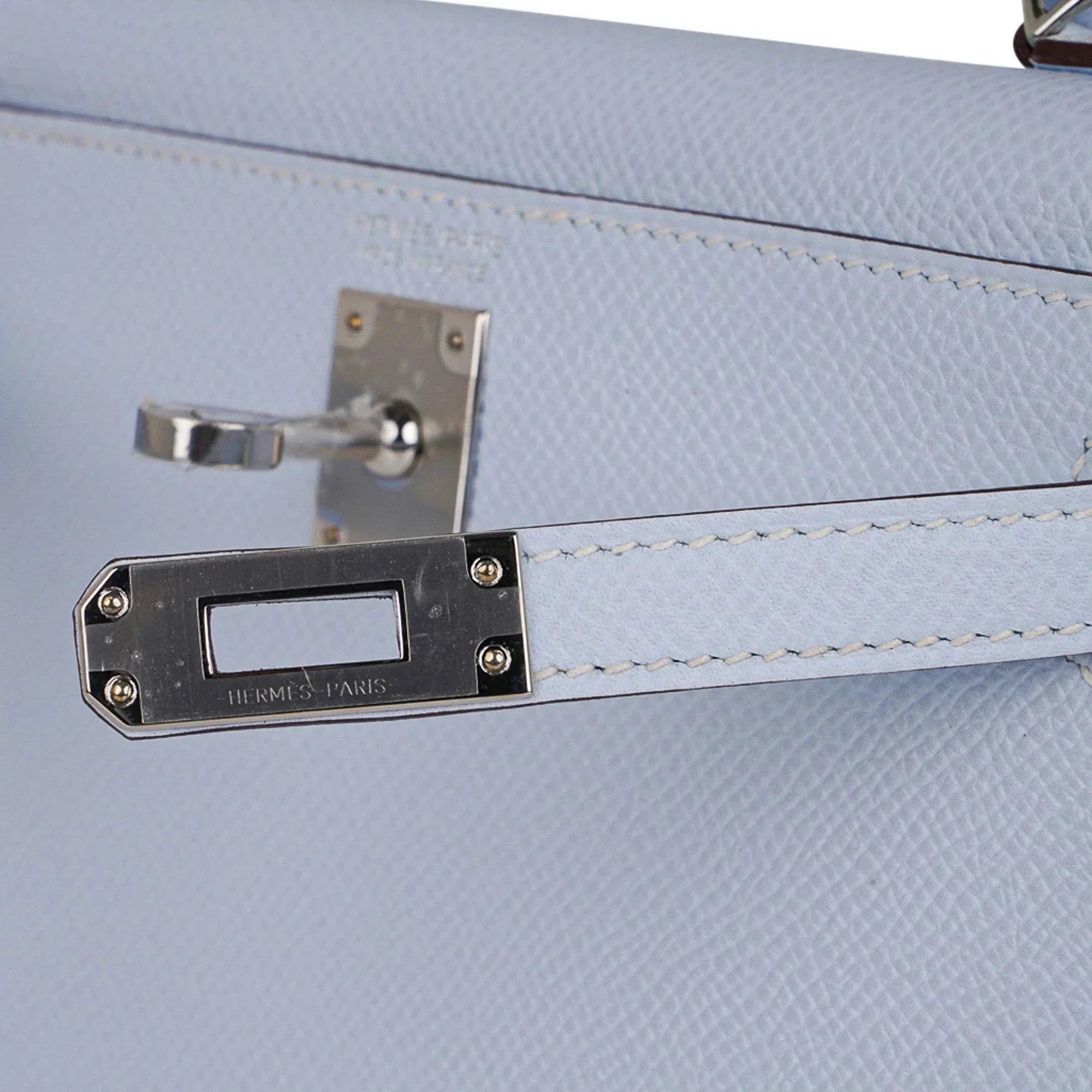 Kelly 20 Mini Sellier Bag Blue Brume Epsom Leather Gold Hardware