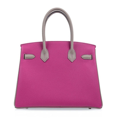 Special Order HSS Birkin 30 Bag Rose Pourpre & Gris Asphalte Togo Leather with Gold Hardware