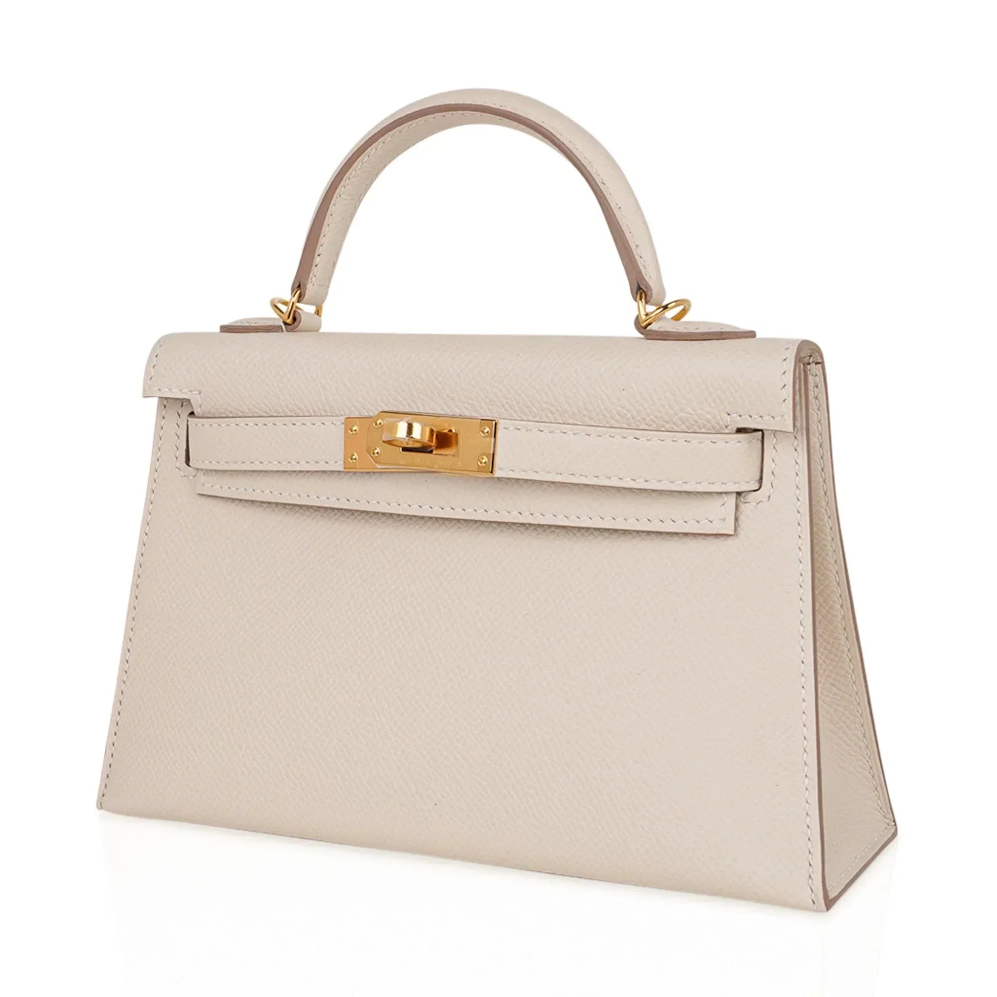 Kelly 20 Mini Sellier Bag Craie Epsom Leather with Gold Hardware