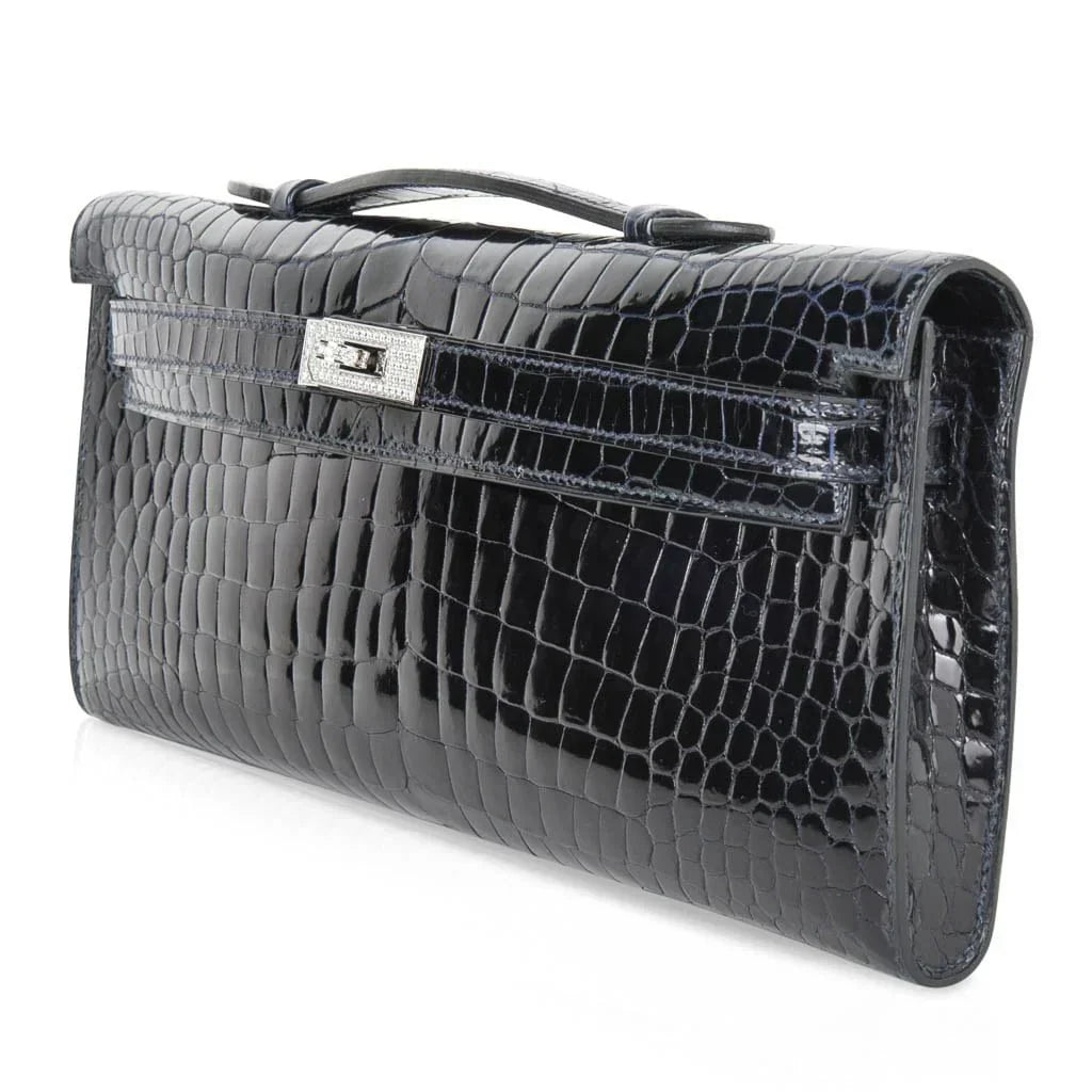 Kelly Cut Diamond Blue Marine Crocodile Bag Exquisite Clutch
