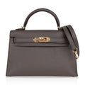 Kelly 20 Mini Sellier Bag Etain Epsom Leather Gold Hardware New w/Box