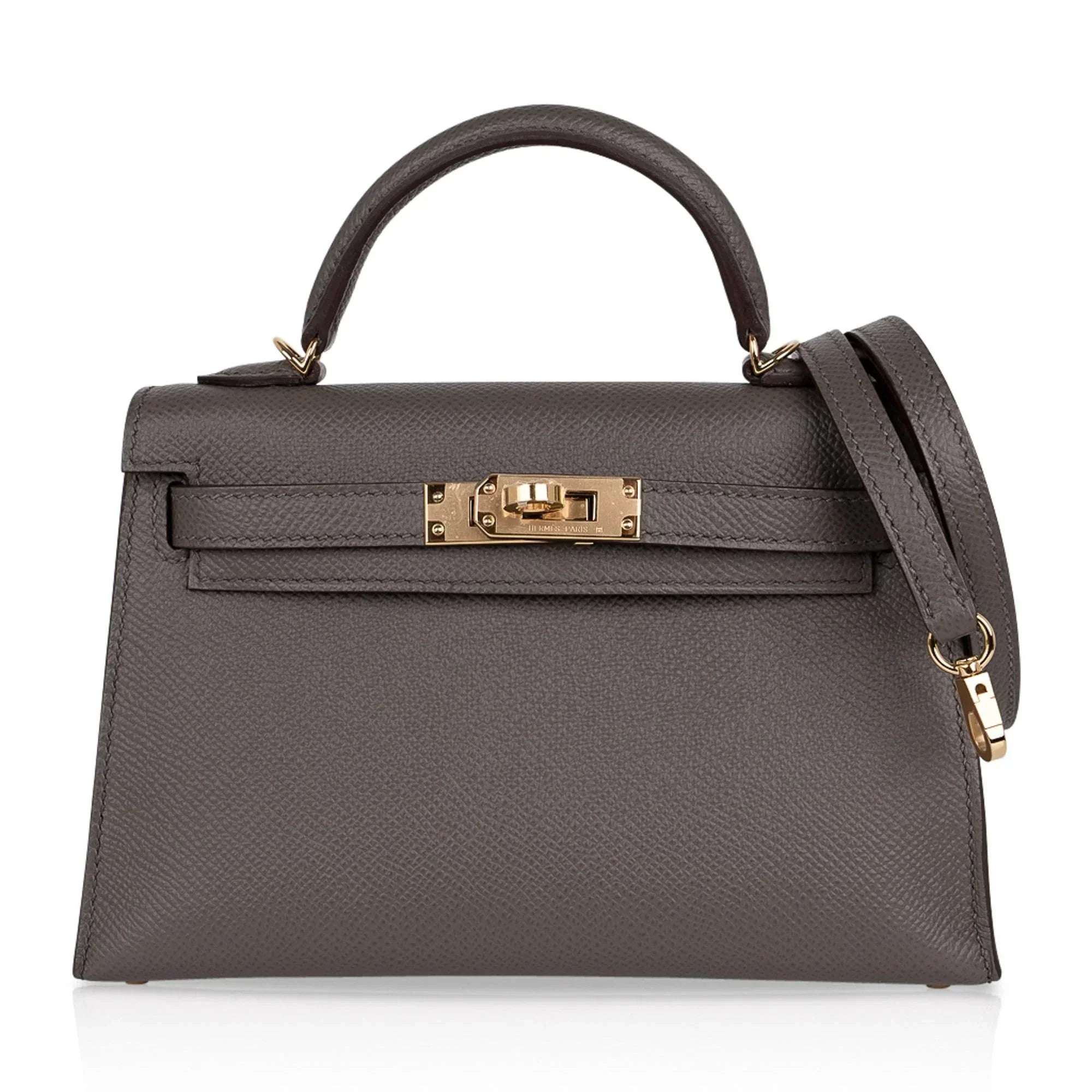 Kelly 20 Mini Sellier Bag Etain Epsom Leather Gold Hardware New w/Box