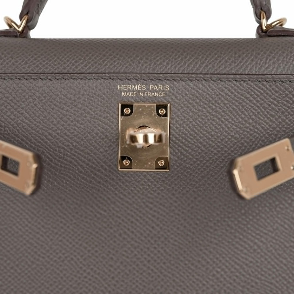 Kelly 20 Mini Sellier Bag Etain Epsom Leather Gold Hardware New w/Box