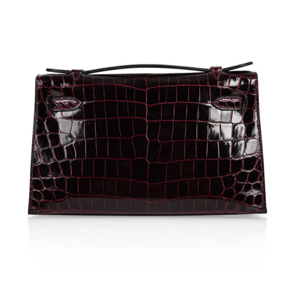Kelly Pochette Clutch Bag Bordeaux Crocodile Jewel Toned Palladium
