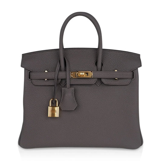 Birkin 25 Bag Etain Gold Hardware Togo Leather New w/Box