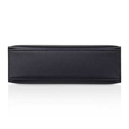 Kelly Pochette Bag Black Swift Leather with Gold Hardware
