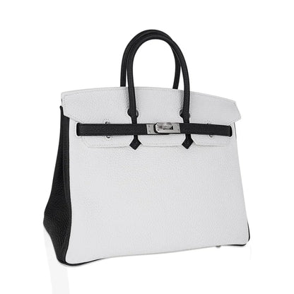 Birkin HSS 25 Bag White w/ Black Brushed Palladium Hardware