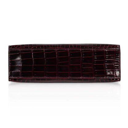 Kelly Pochette Clutch Bag Bordeaux Crocodile Jewel Toned Palladium