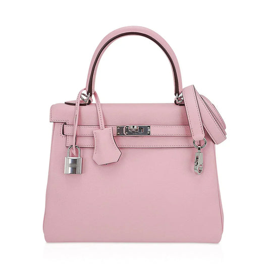 Kelly 25 Bag Rose Sakura Swift Leather with Palladium Hardware