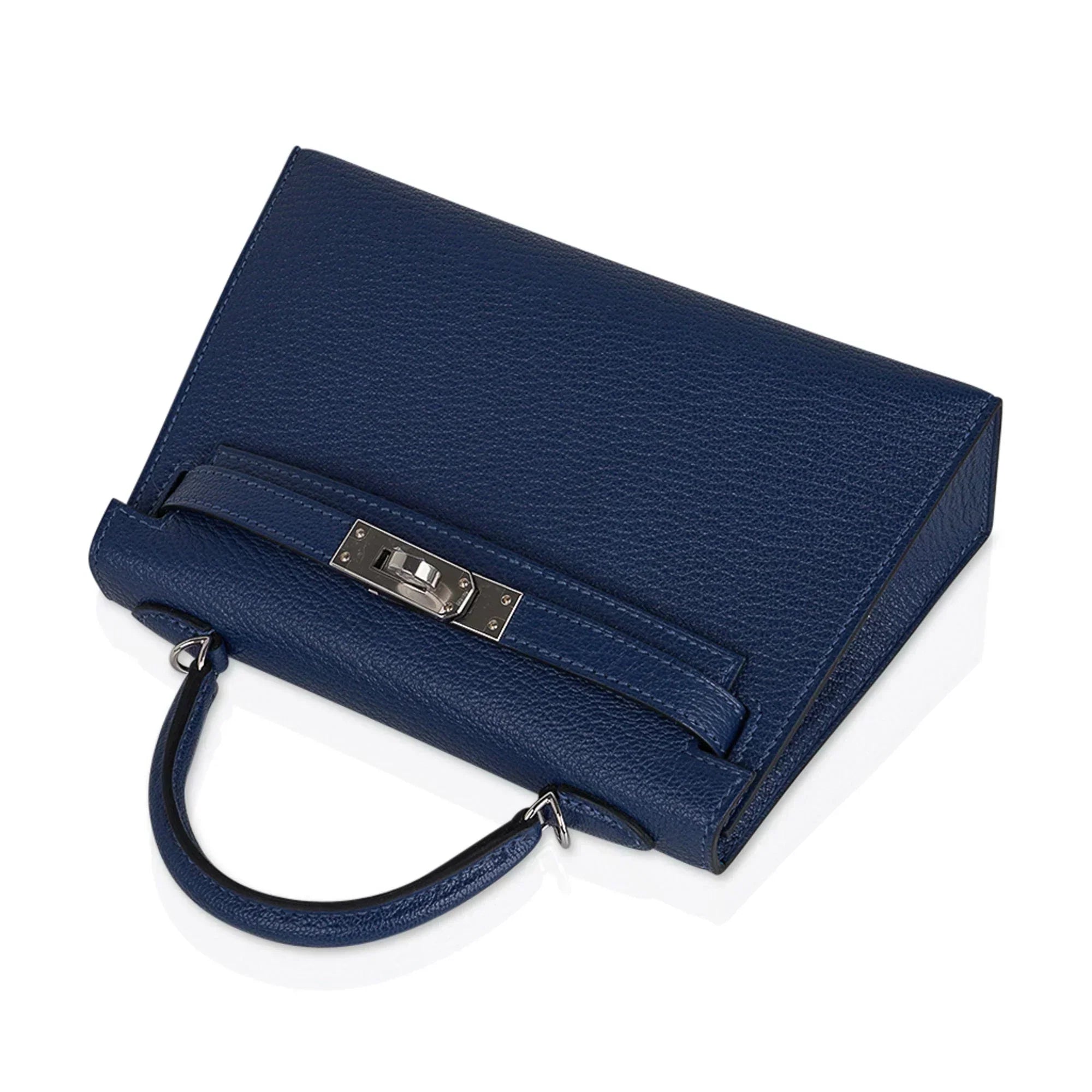 Special Order HSS Verso Mini Kelly 20 Sellier Bag Deep Bleu & Bleu Izmir Epsom Leather with Palladium Hardware