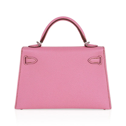 Mini Kelly 20 Sellier Bag in 5P Pink Bubblegum Epsom Leather with Palladium Hardware
