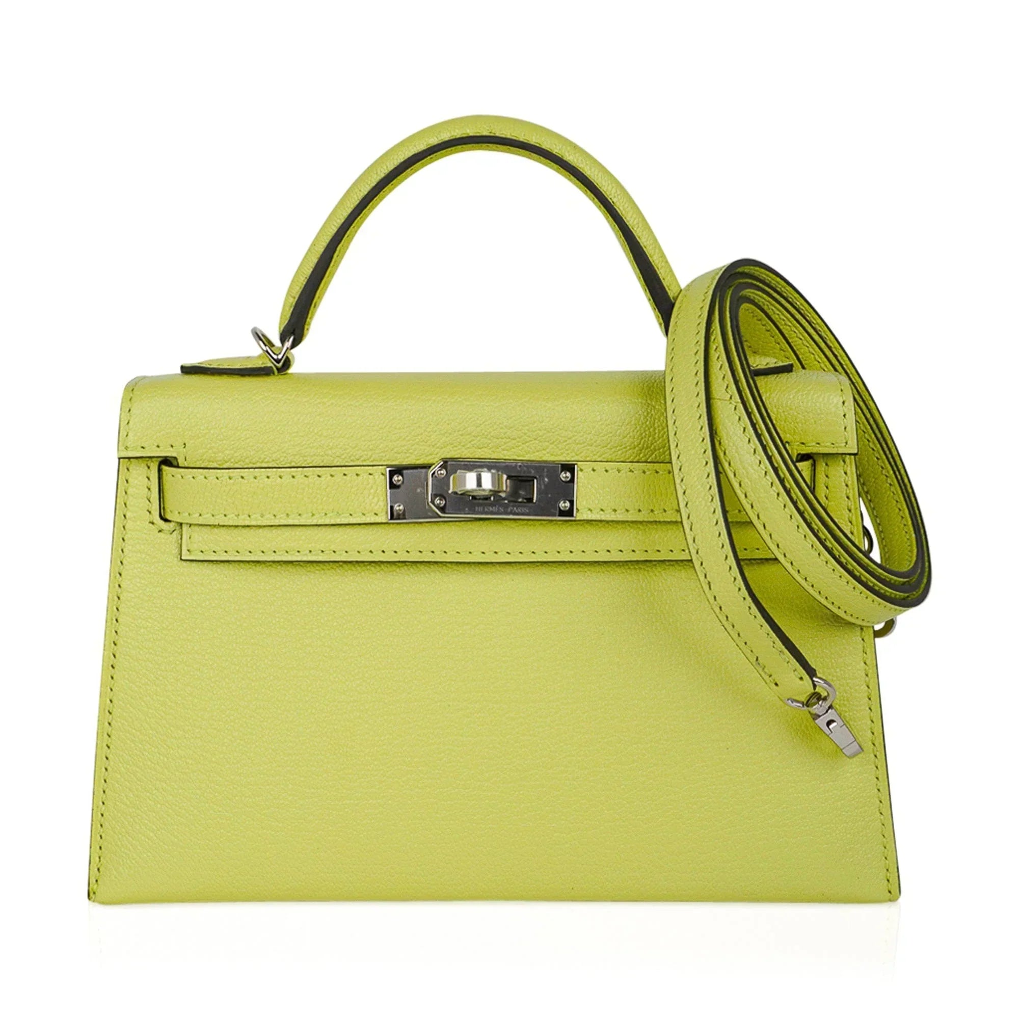 Mini Kelly 20 Bag Sellier Jaune Bourgeon Chevre Leather with Palladium Hardware