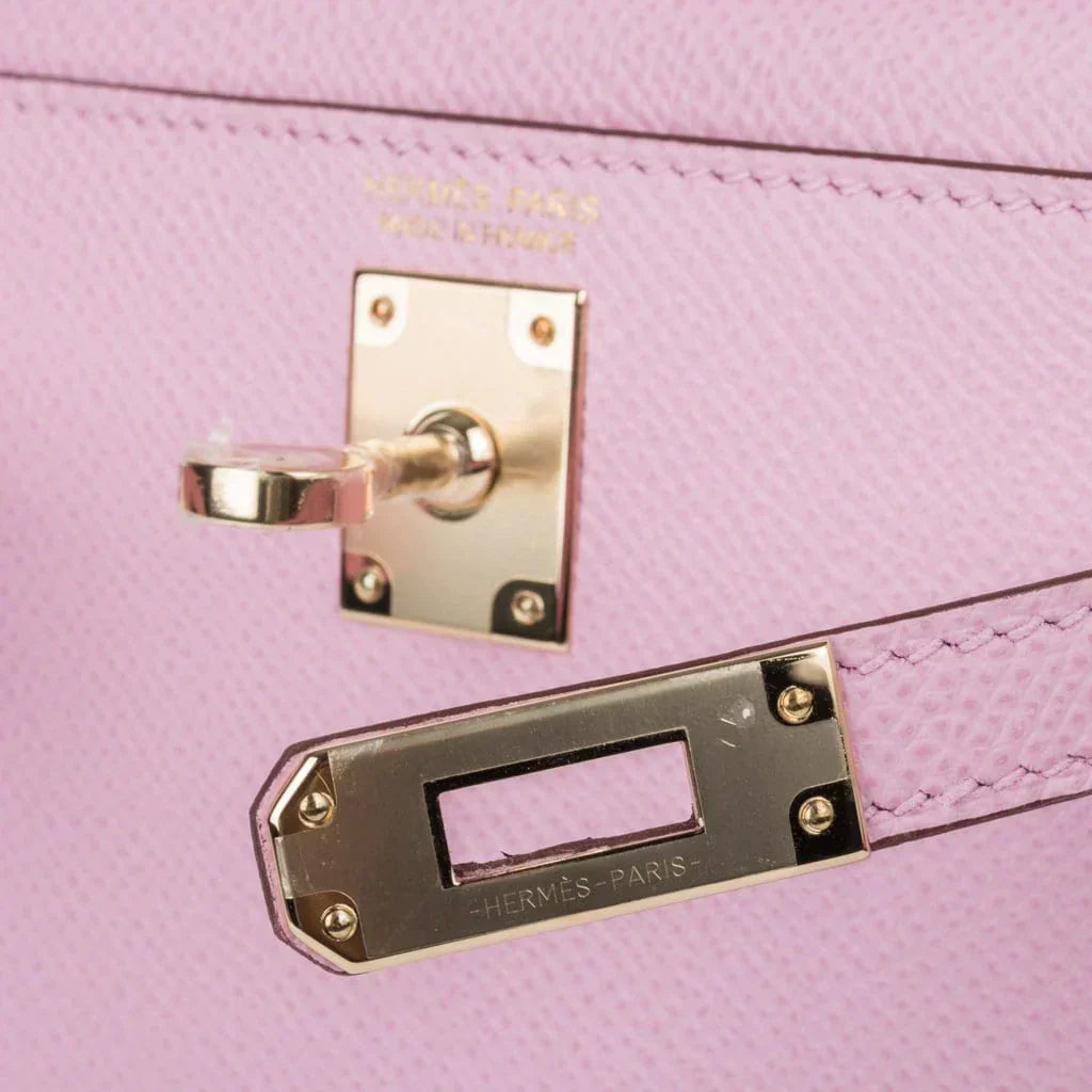 Kelly 20 Mini Sellier Bag Mauve Sylvestre Epsom Permabrass Hardware