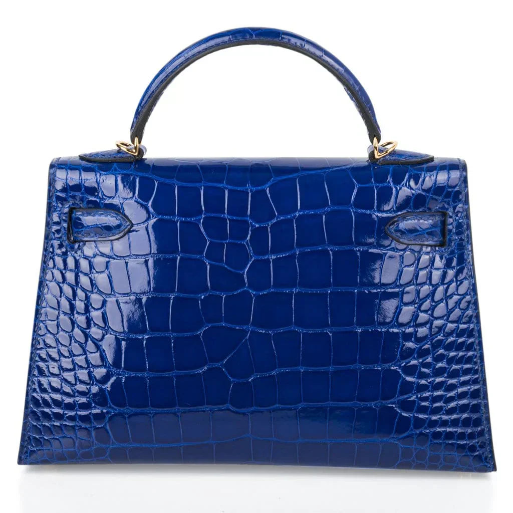Kelly 20 Mini Sellier Bag Blue Electric Alligator Gold Hardware Limited