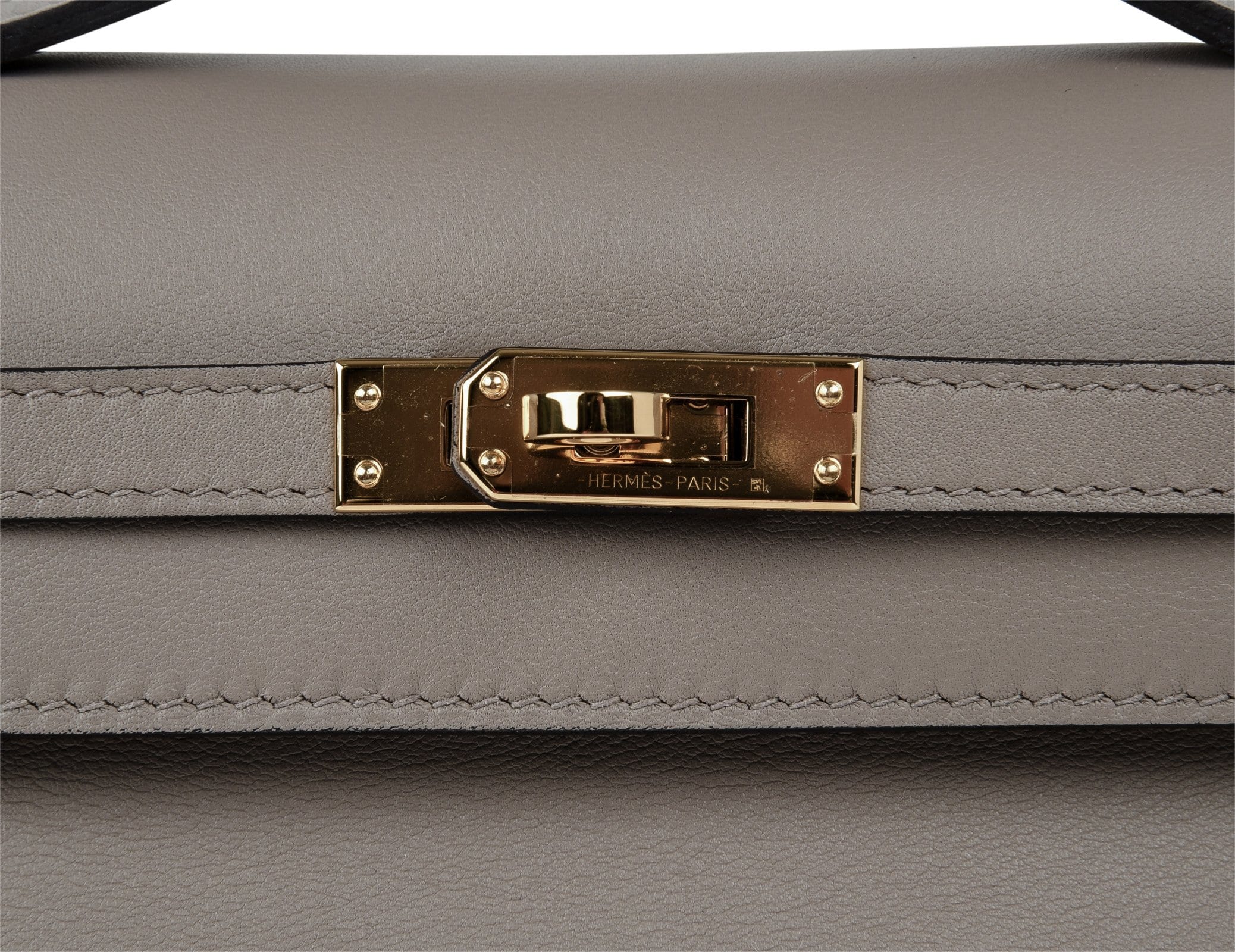 Kelly Pochette Gris Asphalte Swift Gold Hardware