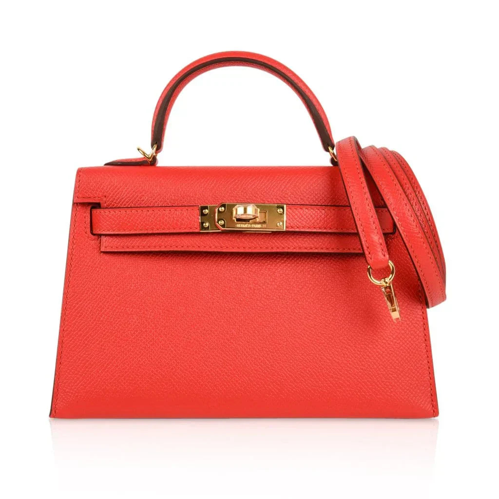 Kelly 20 Mini Sellier Bag Rouge Tomate Epsom Gold Hardware