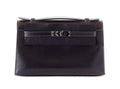 Kelly Pochette Clutch Bag Limited Edition So Black Box Leather Very Rare