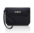 Kelly Depeches 25 Pouch Bag Blue Ocean Togo Leather with Palladium Hardware