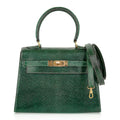Vintage Kelly 20 Sellier Mini Vert Moyen Lizard Gold Hardware