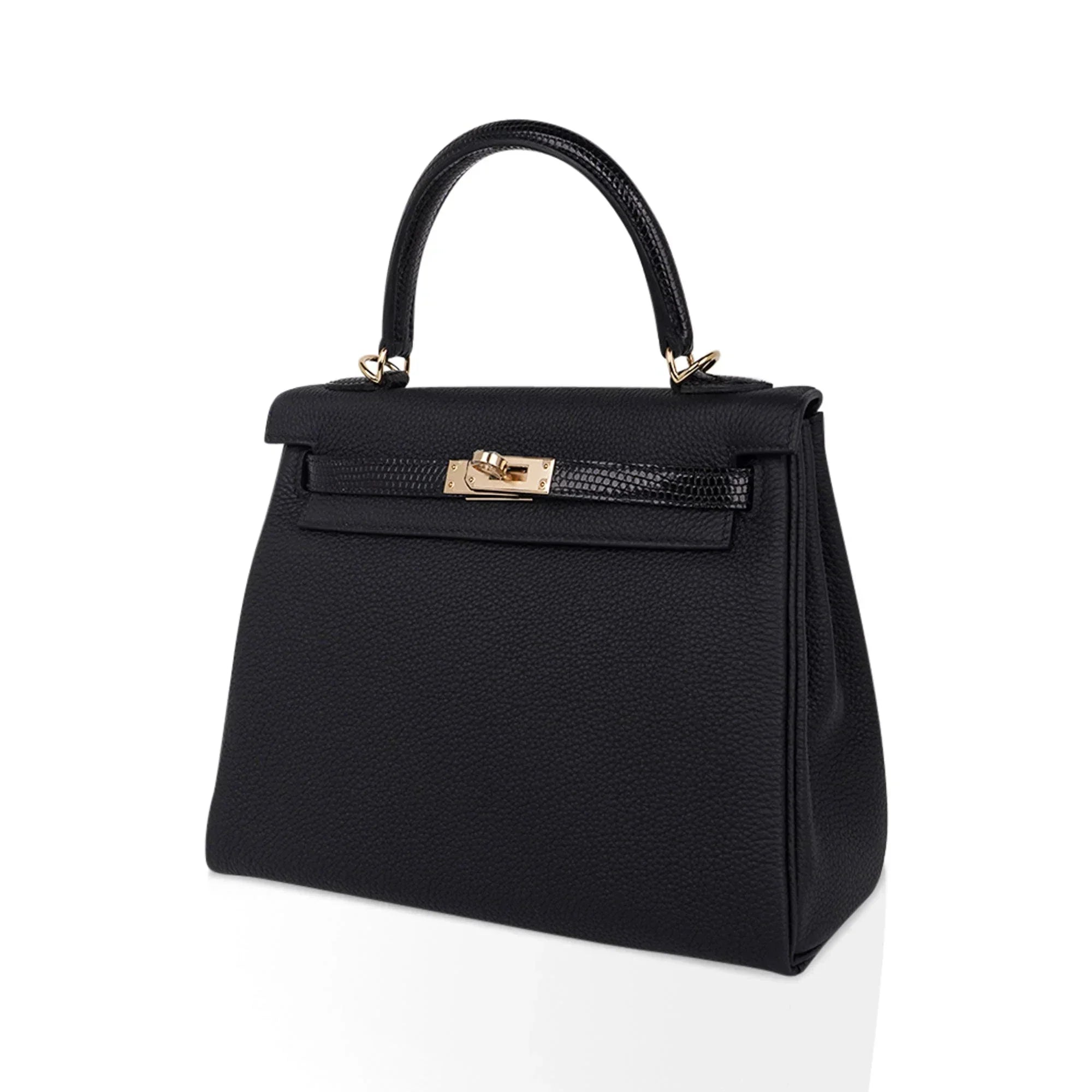 Kelly Touch 25 Retourne Bag Black Lizard / Togo Permabrass Hardware