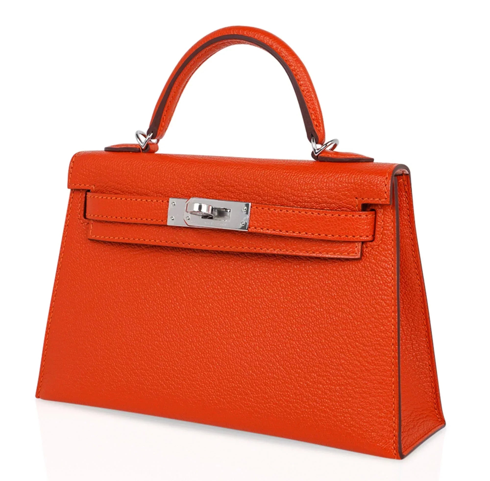 Kelly 20 Mini Sellier Bag Orange Feu / Rose Eglantine Chevre Bi-Color New w/Box