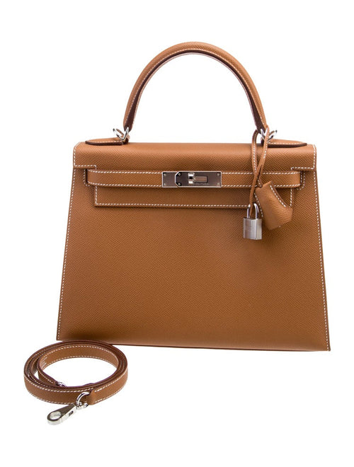 Kelly II Sellier Palm-Grained Epsom Leatheri Palladium Hardware