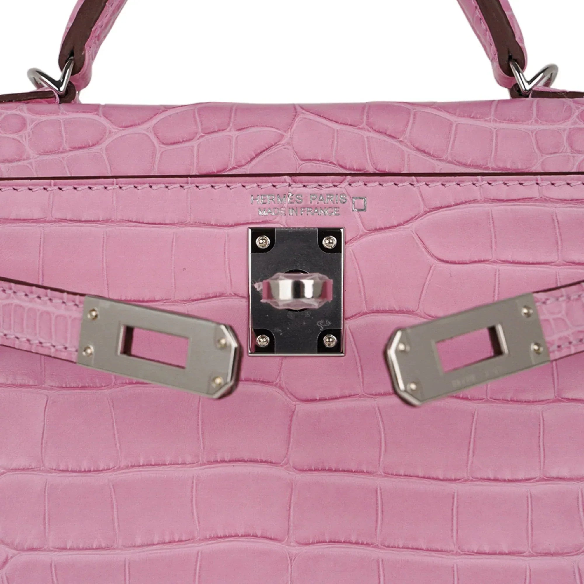 Kelly 20 Mini Sellier Bag 5P Pink Matte Alligator Palladium Limited Edition