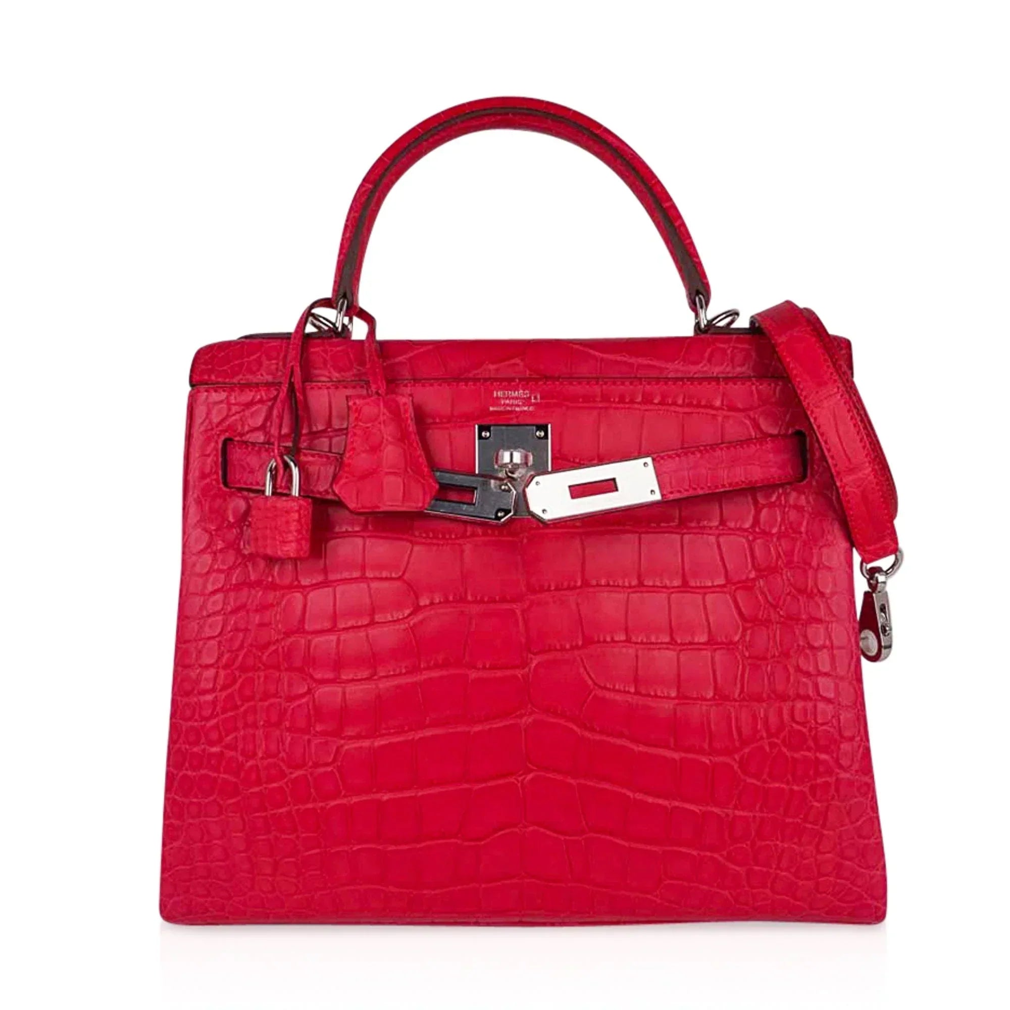 Kelly 28 Bag Rose Extreme Matte Alligator with Palladium Hardware