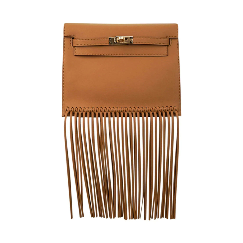 Kelly Danse Fringe Bag Sesame with Gold Hardware