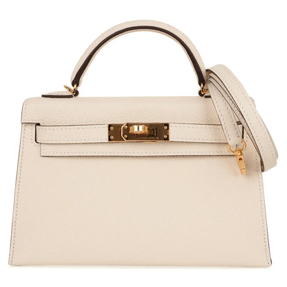 Mini Kelly 20 Bag Sellier Nata Epsom with Gold Hardware