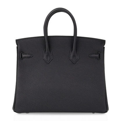 Birkin 25 Bag Black Palladium Hardware Togo Leather