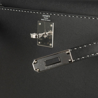 Kelly 28 Bag Black Un Point Sur Deux Veau Graine Monsieur Limited Edition