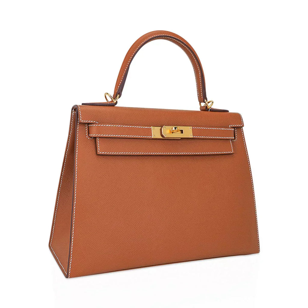 Kelly 28 Sellier Bag Gold Epsom Leather with Gold Hardware