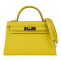 Kelly 20 Mini Sellier Bag Lime Chevre Leather Palladium New w/Box